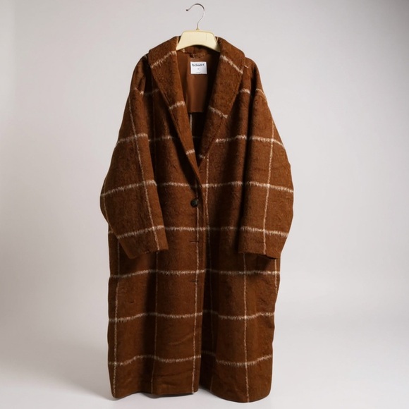 Old Navy 4X Rust Plaid Relaxed Soft-Brushed Overcoat NEW!!! - Picture 4 of 16